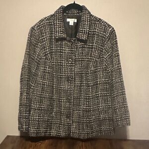 CJ Banks Black and White Tweed Blazer